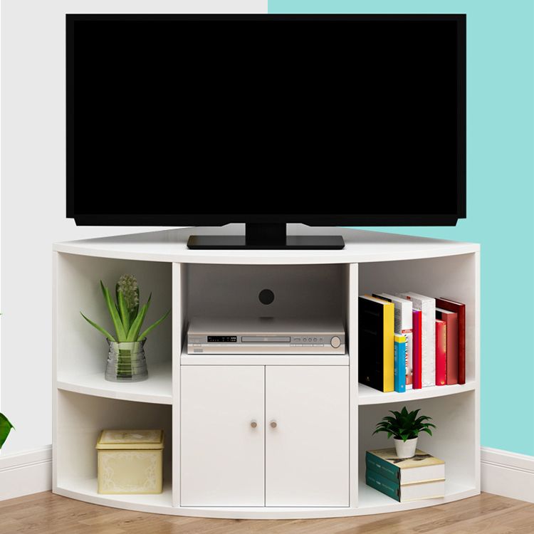 Engineered Wood TV Stand Modern Style Corner TV Cabinet with Door