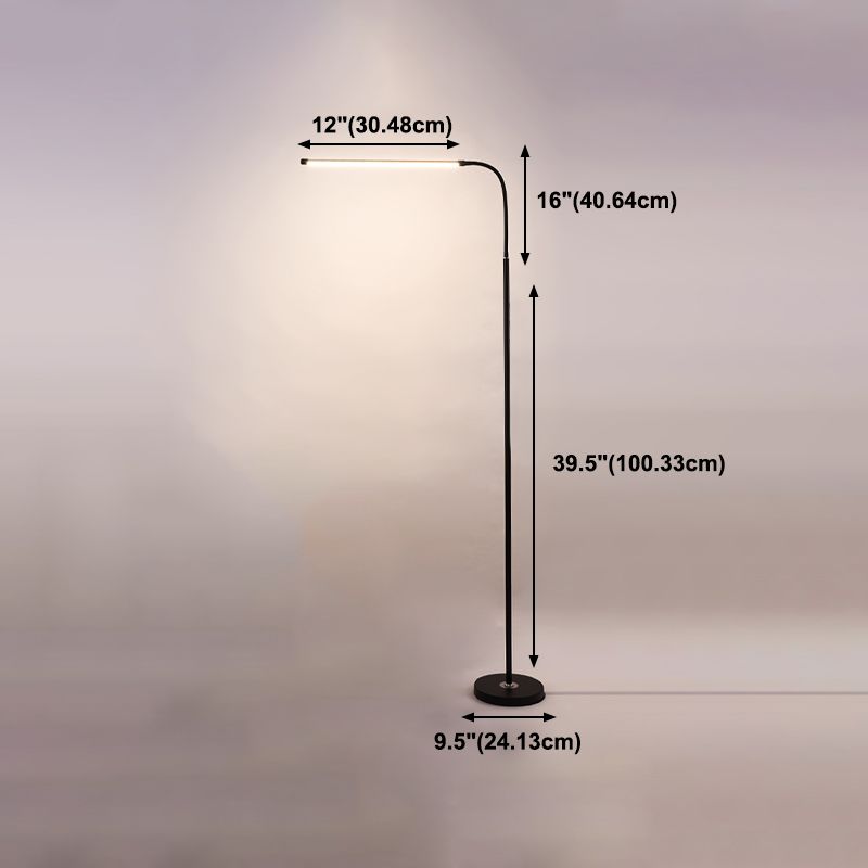 Modern Linear Shape Floor Lamp Metal 1-Light Floor Lamp in Black