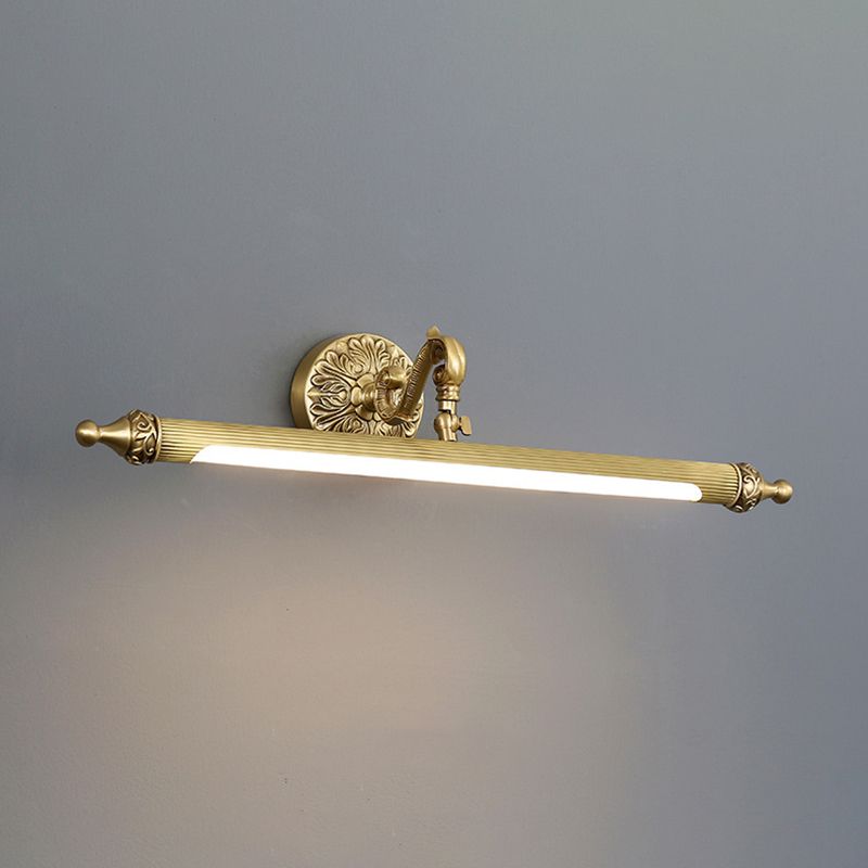 1 Light Linear Wall Lighting Modern Style Mirror Wall Mounted Light Fixture in Brass