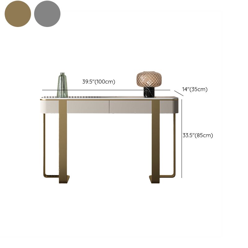 Stone Console Accent Table with Stainless Steel Bracket for Hall