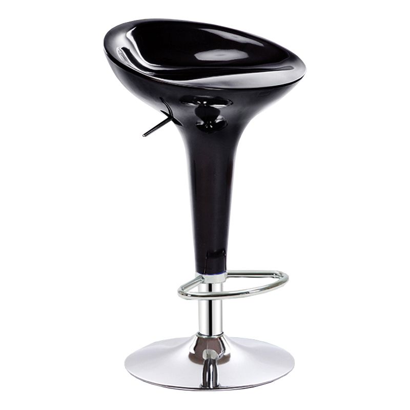 Modern Adjustable Height Swivel Armless Bar Stool with Metal Base