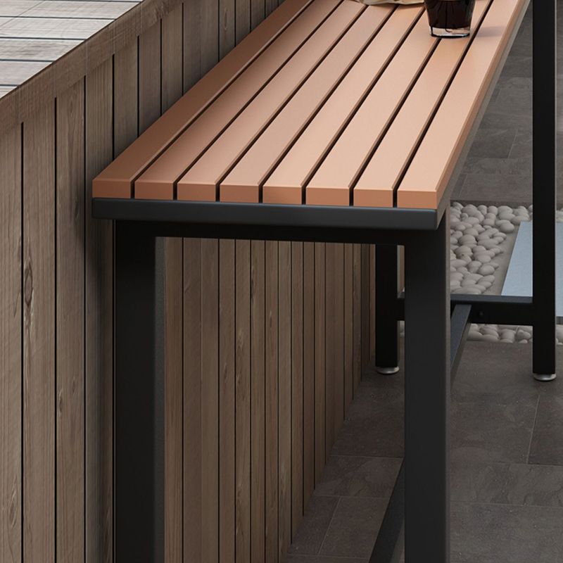 Plastic Wood Bar Dining Table Modern Rectangle Bar Table with Trestle for Cafe Balcony