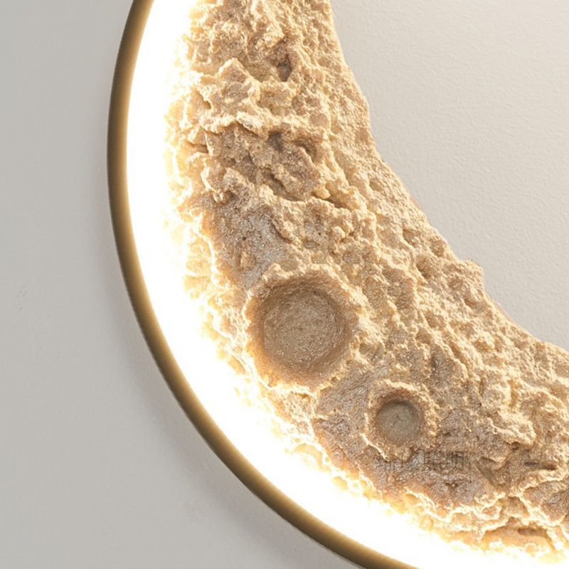Modern Metal Wall Sconce Circle Shape Wall Light with Resin Shade for Bedroom