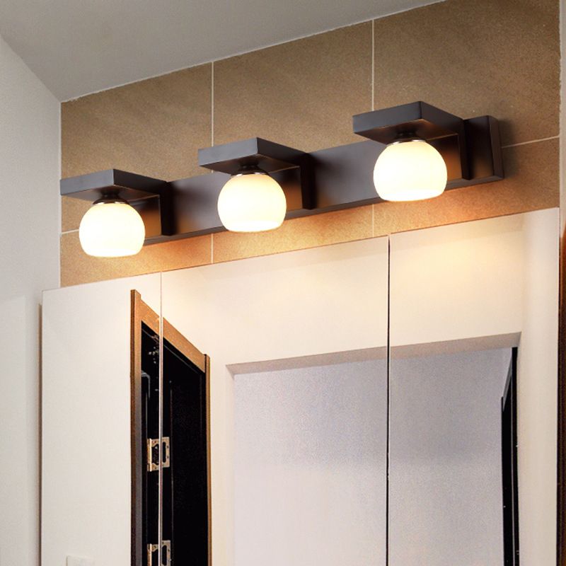 Walnut Brown Mirror Cabinet Wall Sconce Down Lighting Vanity Fixtures for Bathroom