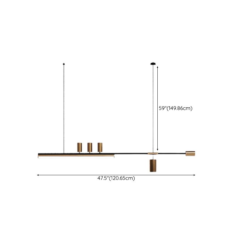 Modern LED Metal Pendant Light Linear Shape Island Lamp with Acrylic Shade for Living Room