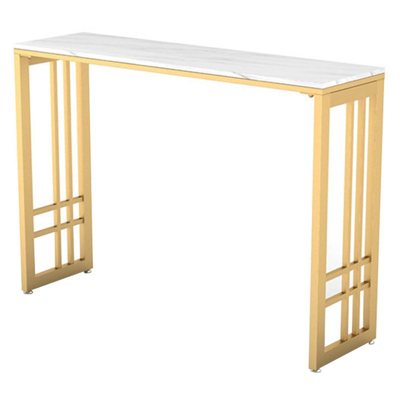 Glam Style Rectangle Bar Table Faux Marble Fixed Bar Height Table for Indoor