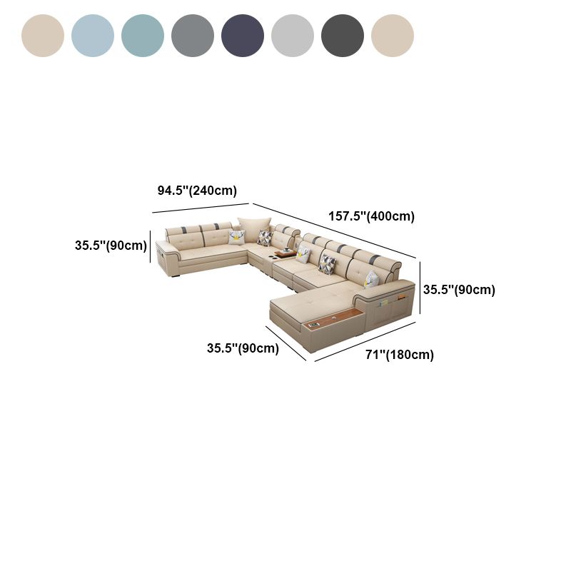 Contemporary Sofa Faux Leather U-Shaped Modular Furniture Sectionals