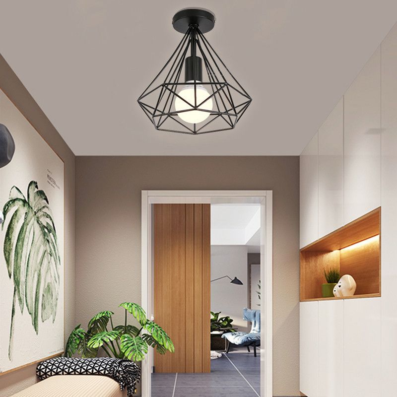 Industrial Style Geometry Shape Ceiling Light Metal 1 Light Ceiling Light for Restaurant