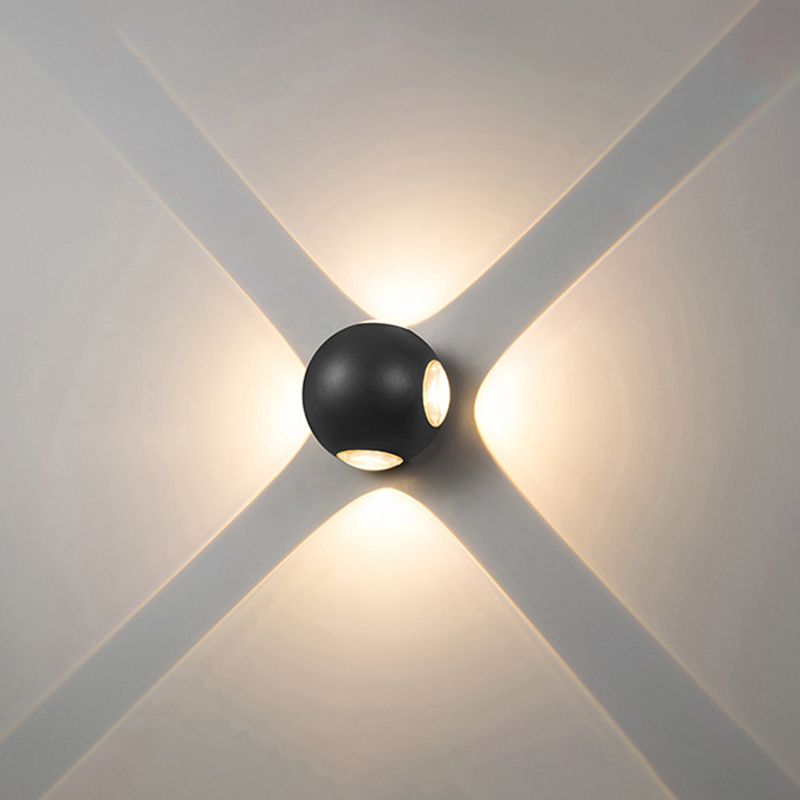 Modern Creative LED Waterproof Wall Lamp Aluminium Sphere Wall Sconce with Clear Glass Shade