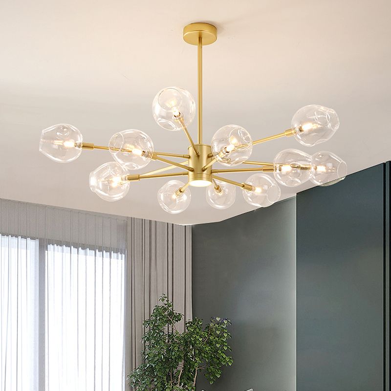 Goud moderne stijl kroonluchter licht sputnik ontwerpglas hanglampje voor slaapkamer
