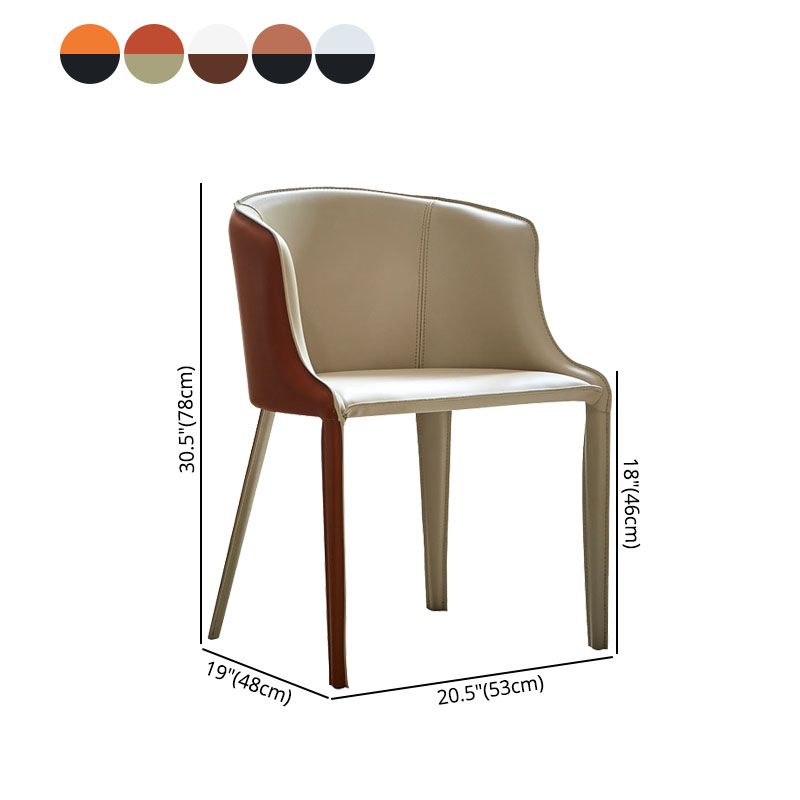 Silla de comedor contemporánea de cuero Silla de comedor de metal con respaldo sólido con brazo