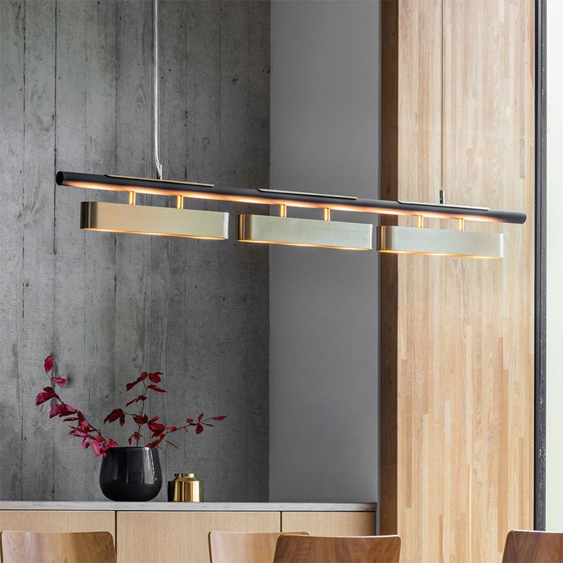Rectangle Island Light Fixture Modern Restaurant LED Hanging Lamp with Metal Shade
