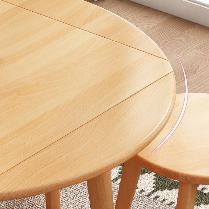 Moderne stijl massief houten eettafel bruine ronde drop-bladtafel met 4 poten voor thuis