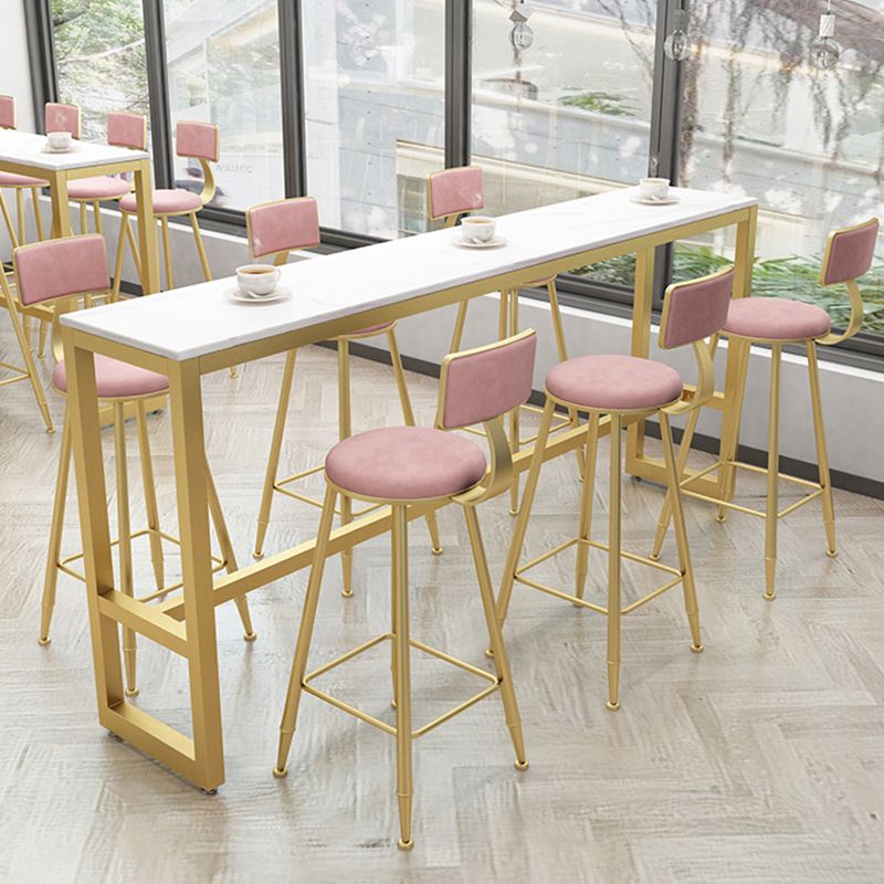 Metal Low Back Dining Stools Armless Bar Stools with Footrest
