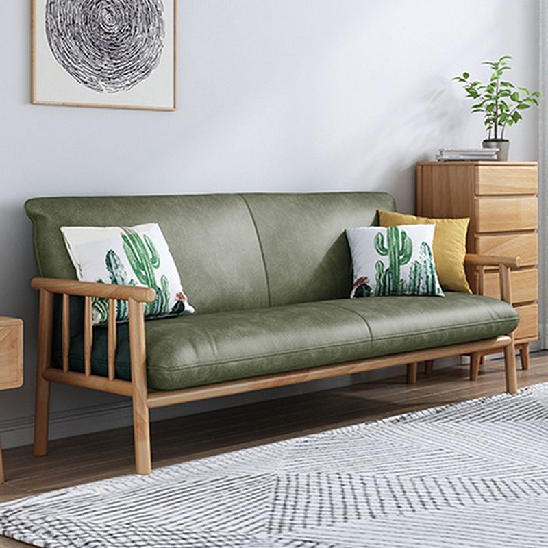 Contemporary Cushions Standard Tuxedo Arm Living Room Faux Leather Settee
