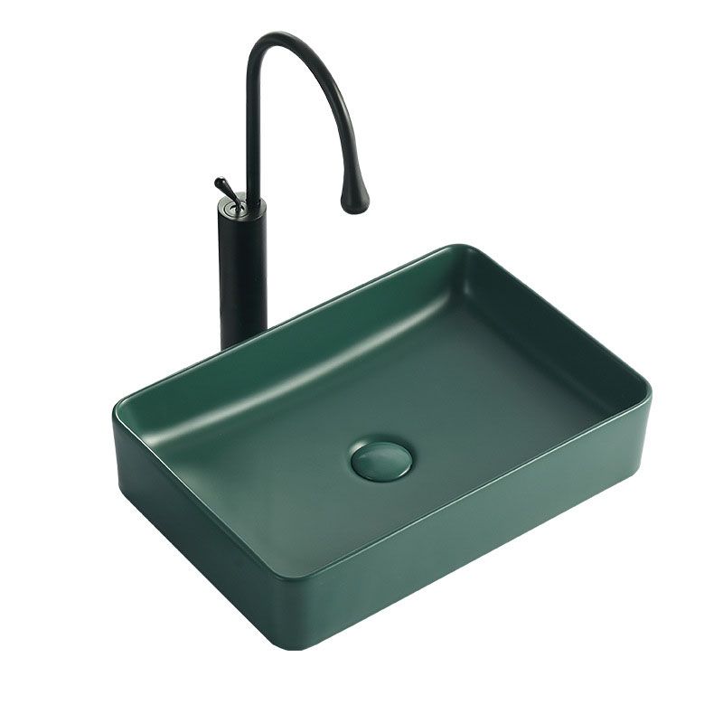 Modern Bathroom Sink Rectangular Vessel Lavatory Sink in Green