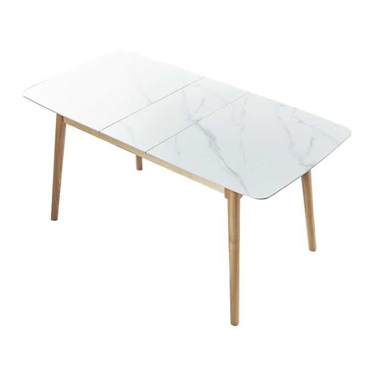 Minimalist Sintered Stone Dining Table White Extendable Dining Table for Kitchen