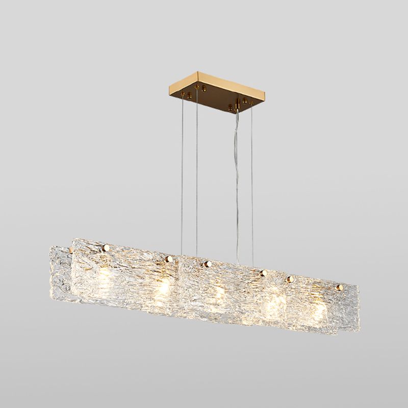 5-leichte Inselbeleuchtungsideen moderner Stil rechteckiger Form Glashängeleuchte