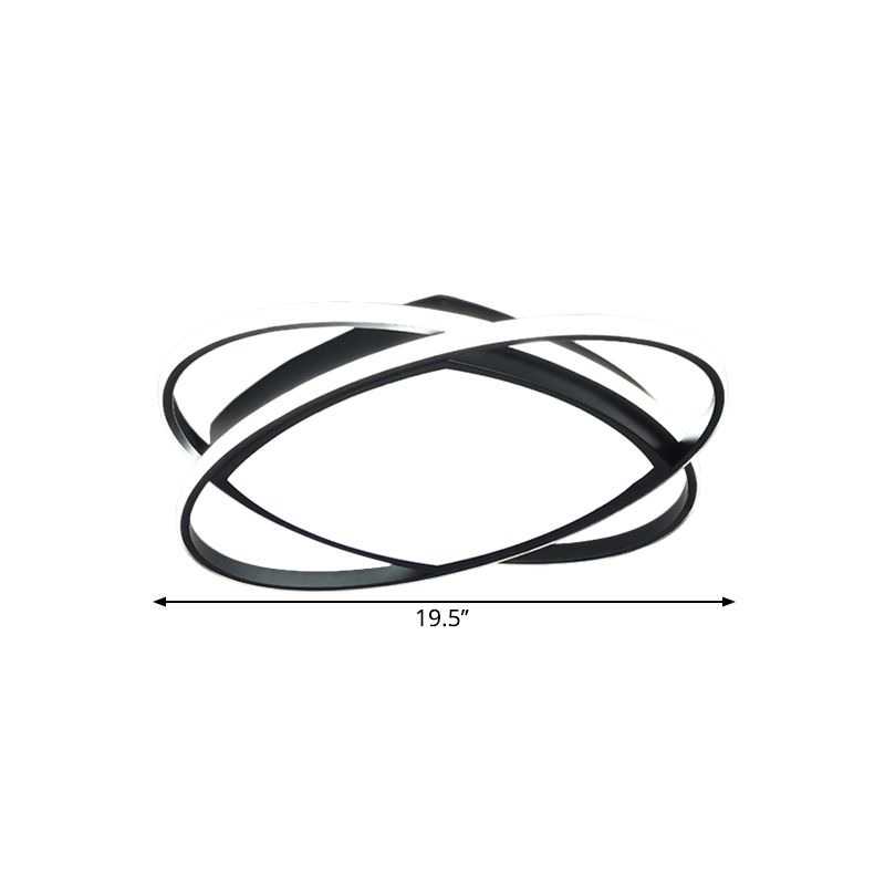 Metallic Square and Oval Flush Mount Modern LED Flush Light Fixture in Black, 19.5"/23.5" Width