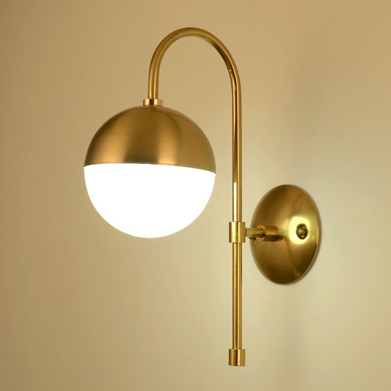 Contemporary Glass Shade Vanity Light Metal Wall Light Sconce for Washroom