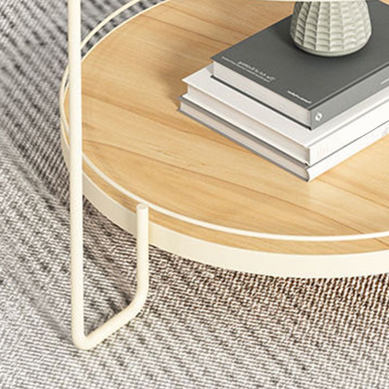 Glass Round Coffee Table 3 Legs Base Type Cocktail Table with Storage