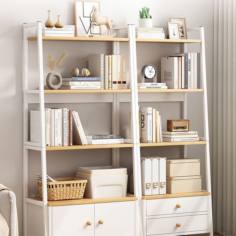 Modern Metal and Wood Shelf Bookcase Ladder Open Book Shelf for Home