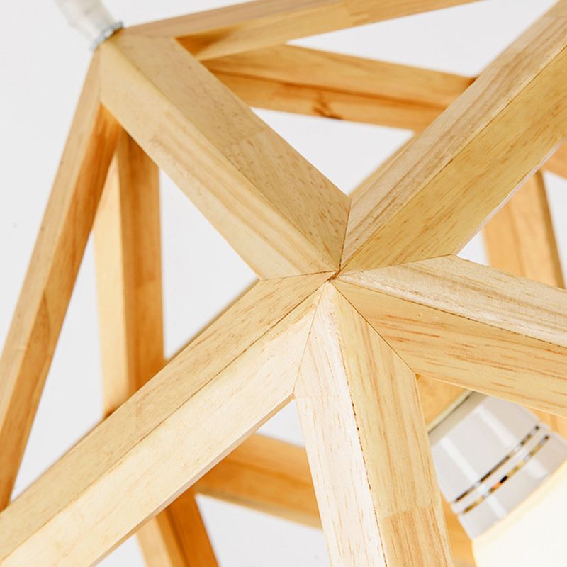 Unique Shade Hanging Lighting Modern Style Rubber Wood 1 Light Hanging Lamp for Bedroom