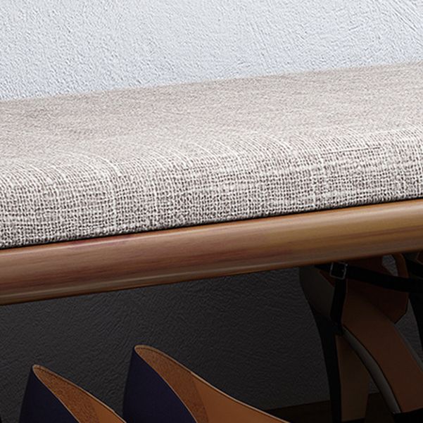 Mid-Century Modern Seating Bench Rubberwood Shoe Storage Rectangle Entryway Bench