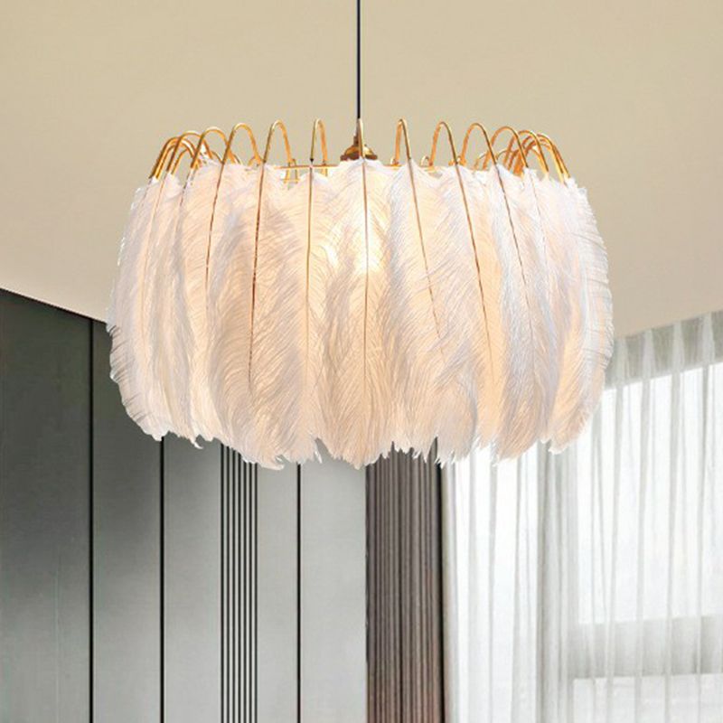 Veer rond gevormde suspensieverlichting Noordse stijl single-bulb hanger plafondlicht in het wit