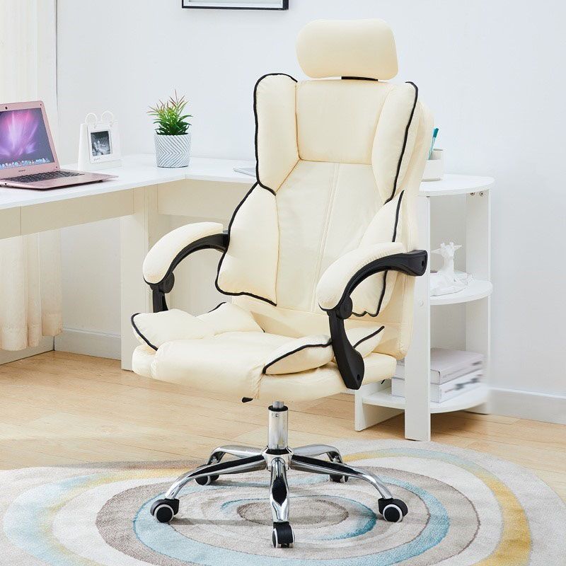 High Back Desk Chair Contemporary Ergonomic Fixed Arms Office Chair with Headrest