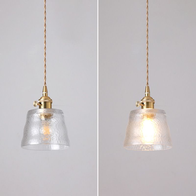 Geometry Shade Hanging Lighting Industrial Style Glass 1 Light Pendant Lamp for Bedside