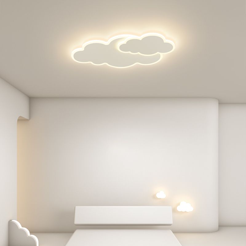 Lampada da soffitto a LED a forma di nuvola bianca con montaggio a incasso in una moderna semplicità in ferro laccato con paralume in acrilico