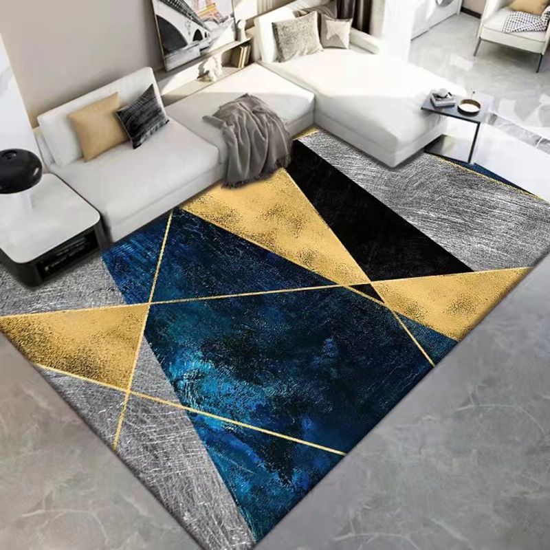 Gray Simple Rug Polyester Print Area Rug Non-Slip Backing Rug for Home Decor