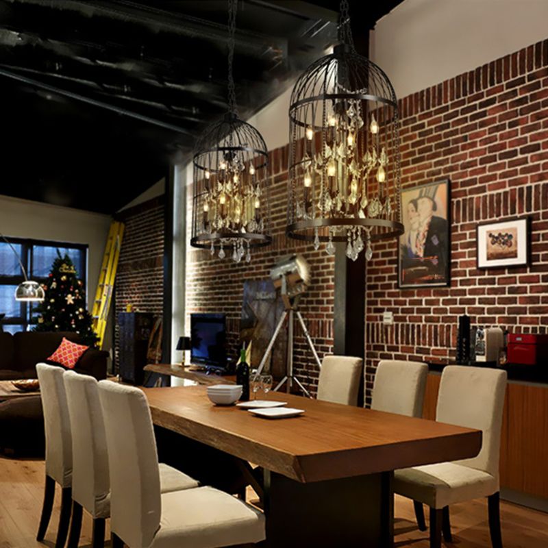 Lámparas de lámpara de lámpara de estilo industrial CAJA DE CARRIA DE IRON CHANDELIER para restaurante