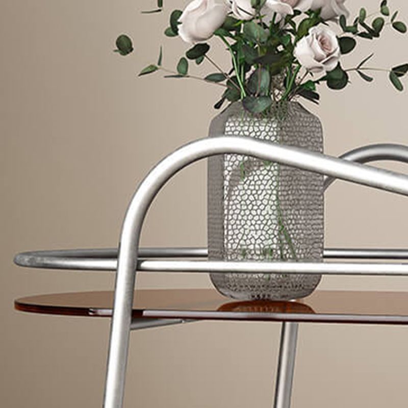 Modern 2-Tier Corner Table 4 Legs Oval Side End Table with Storage