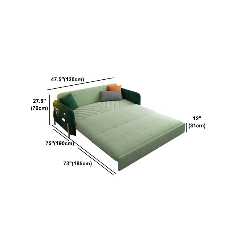Velvet Contemporary Tight Back Square Arm Bed Sofa Couch in Green