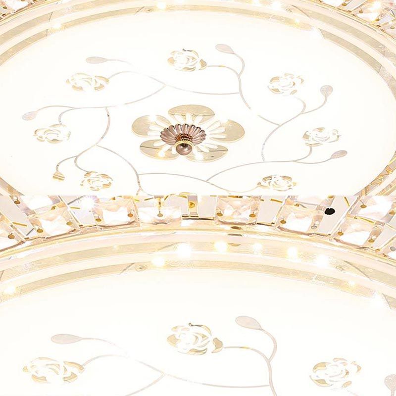Tambour blanc Ceiling Light Fixture Modern K9 Crystal LED Flush Mount Light, 12 "/16" /19.5 " Wide