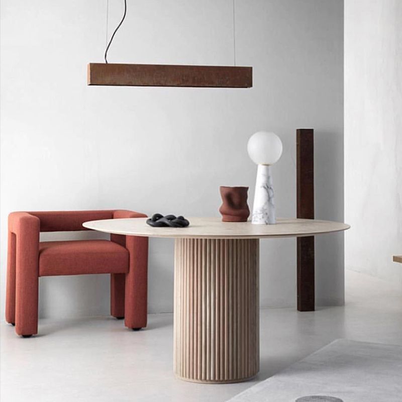 Modern White in Wood Counter Table Round Dining Table for Kitchen