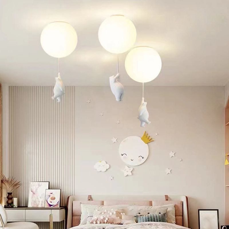 Contemporary Ceiling Lamp Creative Bear Flush Mount Light Fixture