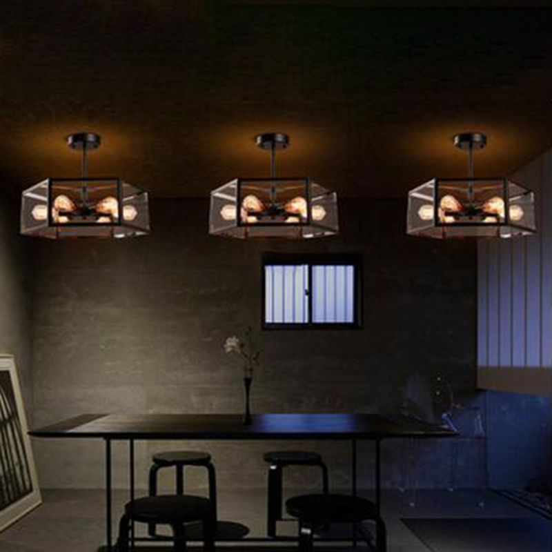 Retro industriële stijl geometrische semi -spoeling mount licht 6 lichten metalen plafond spoeling mount voor bar