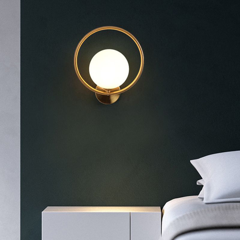 Glass Ball Shape Wall Light Modern Style 1 Light Wall Light Sconce in Gold