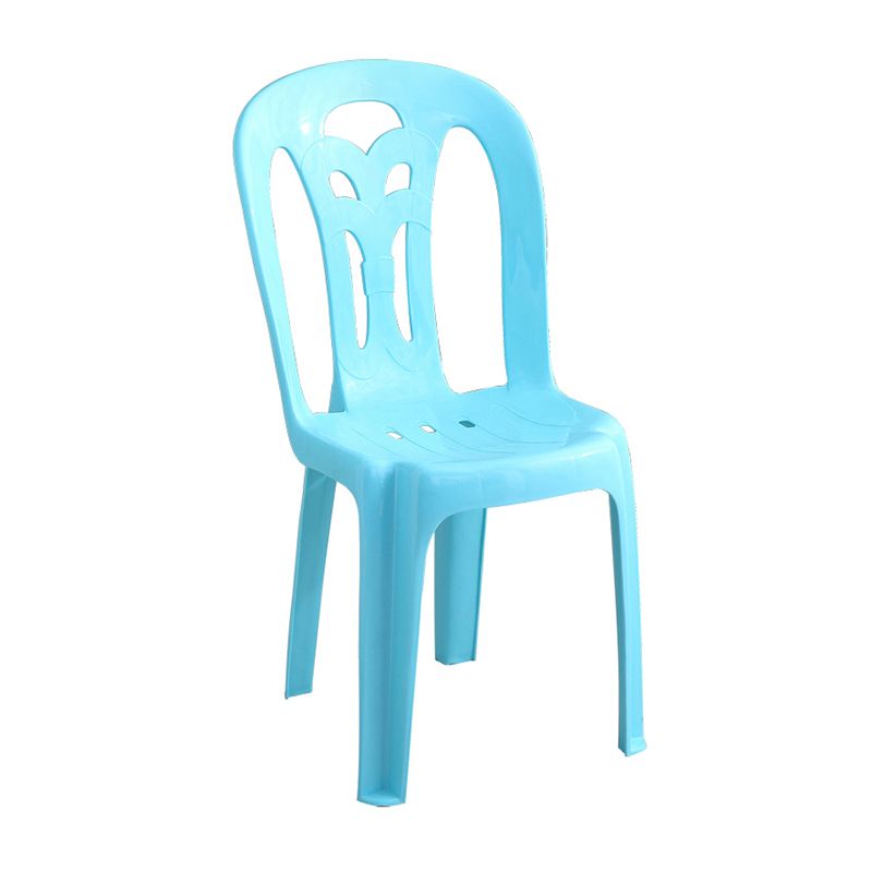 Sillas laterales de comedor de plástico contemporáneo, silla apilable sin brazos con respaldo de listón para el hogar