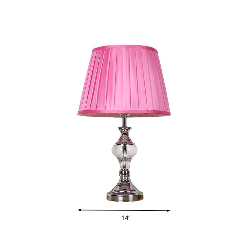 Enkele lampstof Nachtlamp landelijke roos rood vat schaduw slaapkamer nachtkastje licht met kristal accent