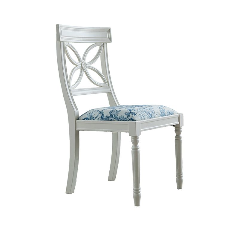 Silla lateral casera tapizada tradicional Sillas de comedor Queen Anne blancas
