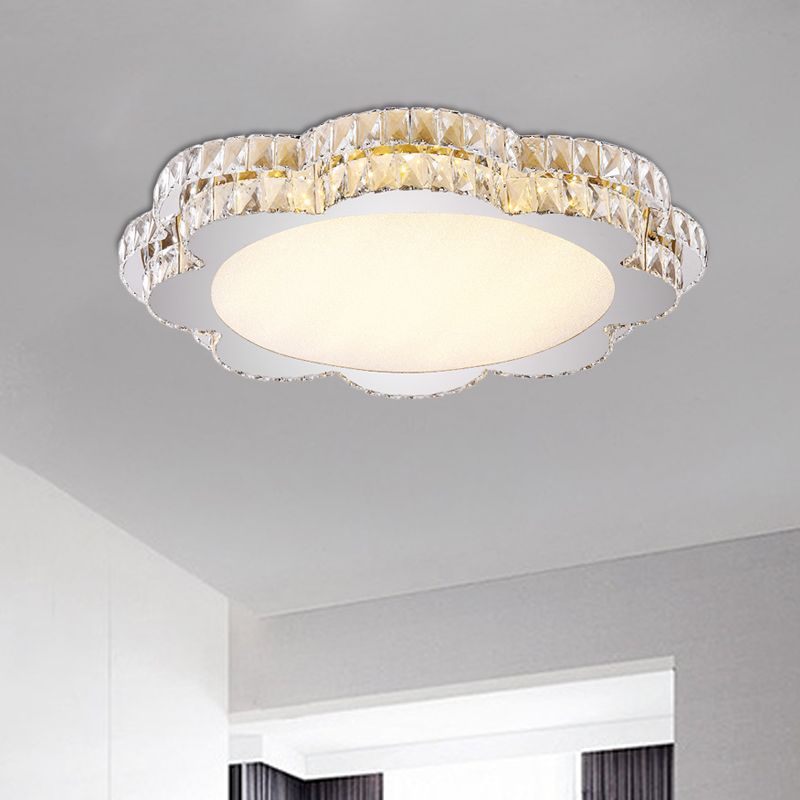 Clear Crystal Flower/Octagon Flushmount Minimalism LED Stainless-Steel Close to Ceiling Lamp