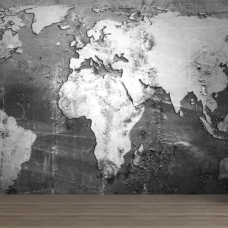 Full Size Illustration Modern Mural Wallpaper with Various World Map in Light Color