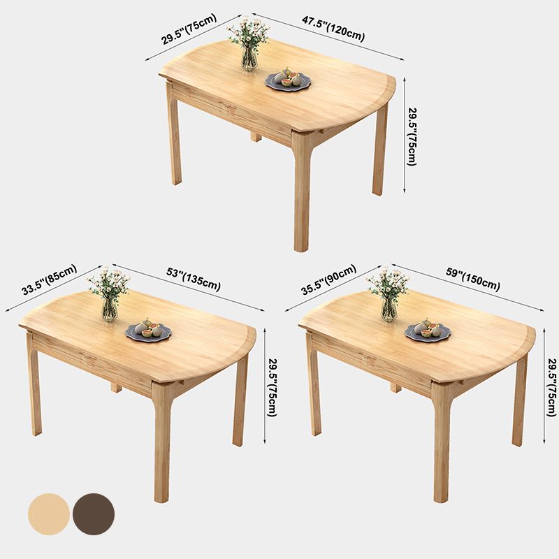 Modern Style Solid Wood Dining Table Round Table with 4 Legs for Home Use
