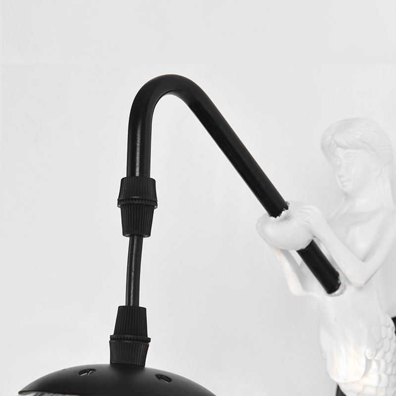 Simplicity Style Glass Orb Wall Lamp Creative Mermaid Shaped Single Bulb Metal Sconce Light for Staircase Corridor