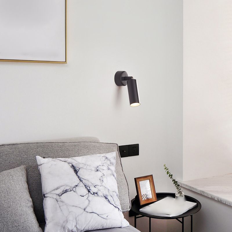 Modern Style Cylinder Wall Sconces Metal 1 Light Wall Mounted Reading Lights