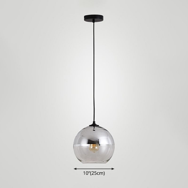 1-licht Modern Globe hanglamp met zilverheldere glazen ronde schaduw
